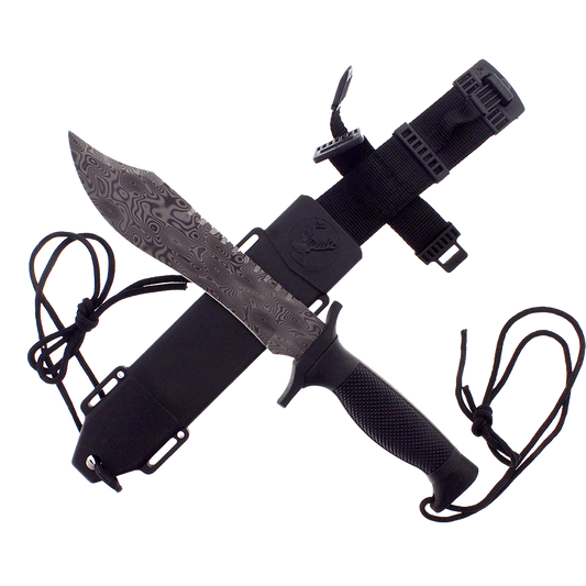 12" Tactical Knife With Damascus Pattern Blade Hunting Knife All Knives PacificSolution 10