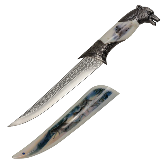 13 1/2" Fantasy dagger with white scabbard Dagger All Knives PacificSolution 7