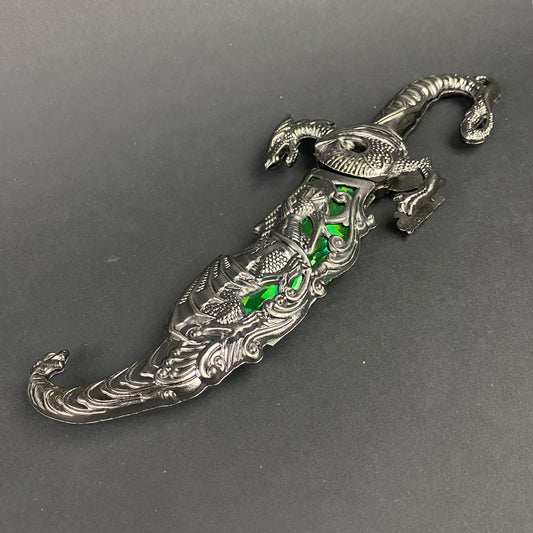 15" Blade Fantasy Dragon Dagger Green Fitting