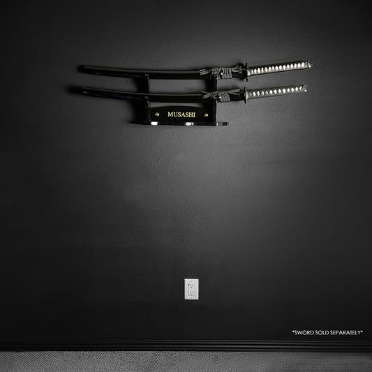 18 3/4" 2 pcs Piano Coating Samurai Sword Wall & Table Stan