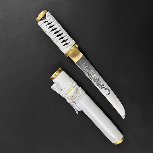 Asuka Tanto - 13.75" Hand Forged Tanto w/ White Wood Scabbard.