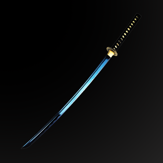 40 1/2" 1045 carbon steel blade with blood groove, blue blad