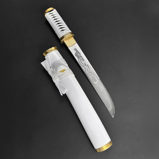 Asuka Tanto - 13.75" Hand Forged Tanto w/ White Wood Scabbard.