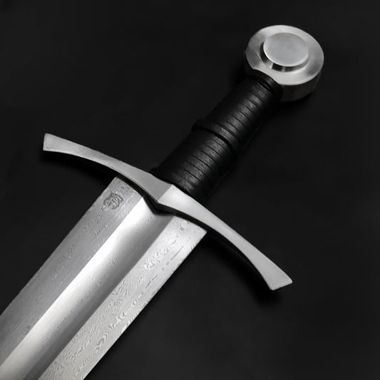 37.8" Hand-Forged Full-Tang Damascus Steel Medieval Sword