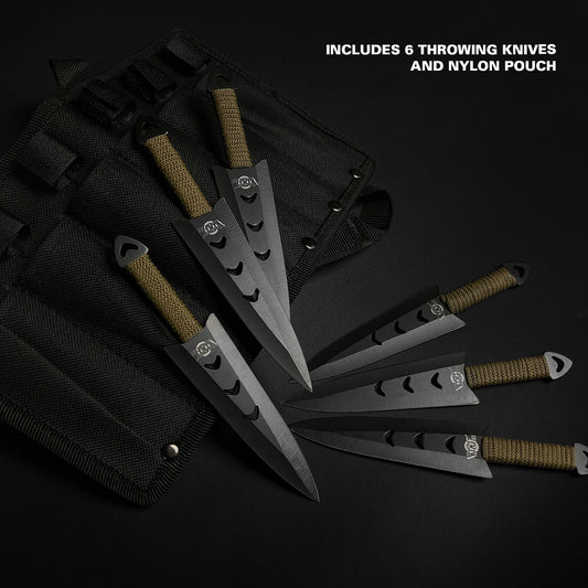 Falcon 6 PC 6" Overall Arrow Head Throwing Knife Set