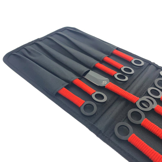 12 PCS Ninja Kunai Set 8 1/2" Length Red Cord & Sheath