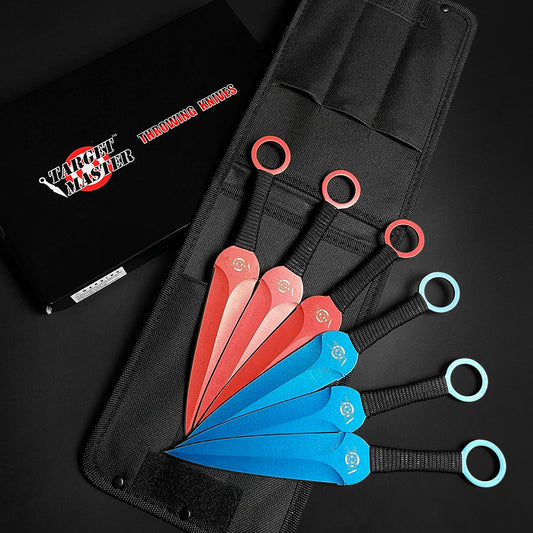 Target Master 6 PCS Blue & Red 9" Ninja Kunai Set w/ Dart Board
