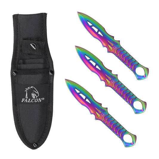 Falcon 3PC Rainbow Throwing Knife Set