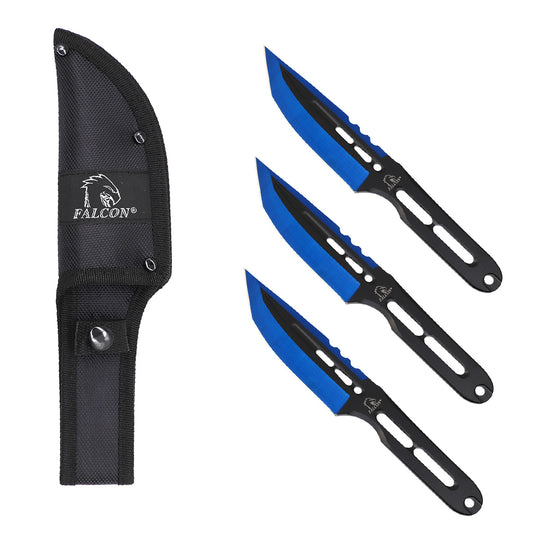 Falcon 2 PCS Blue Throwing Knife Set Tanto Blade