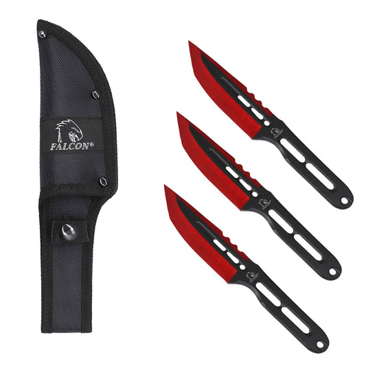 Falcon 2 PCS Red Throwing Knife Set Tanto Blade