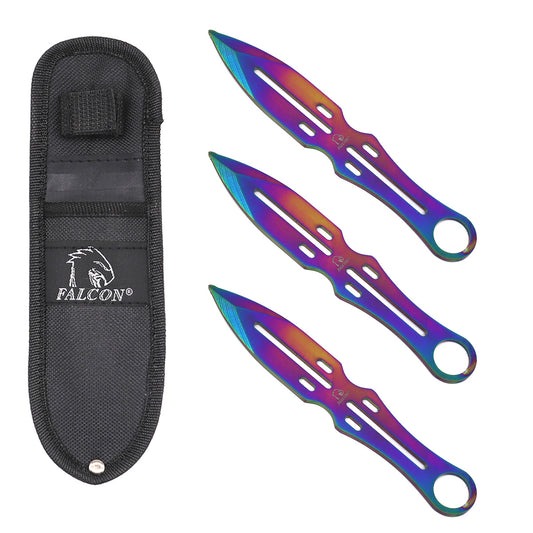 Buy Wholesale Rainbow Throwing Knives Set Online - Falcon 3 PCS Set.
