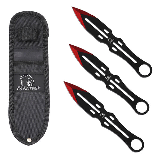 Falcon 3 PCS Red Throwing Knife Set.