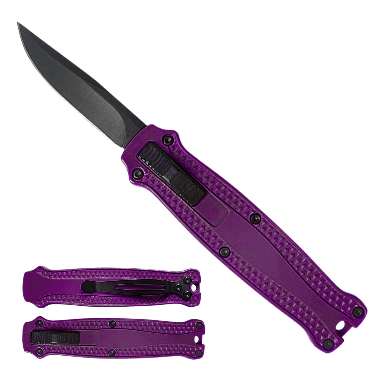 Mini OTF Knife with Purple Design
