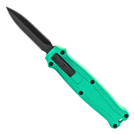 Teal Automatic Mini OTF Knife - Double Edge Blade