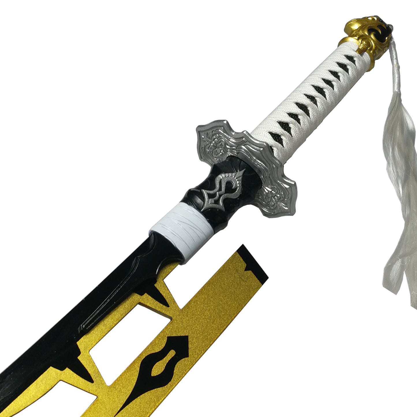 27 3/4" Blade Gold Fantasy Katana w/ Faux Leather Sheath