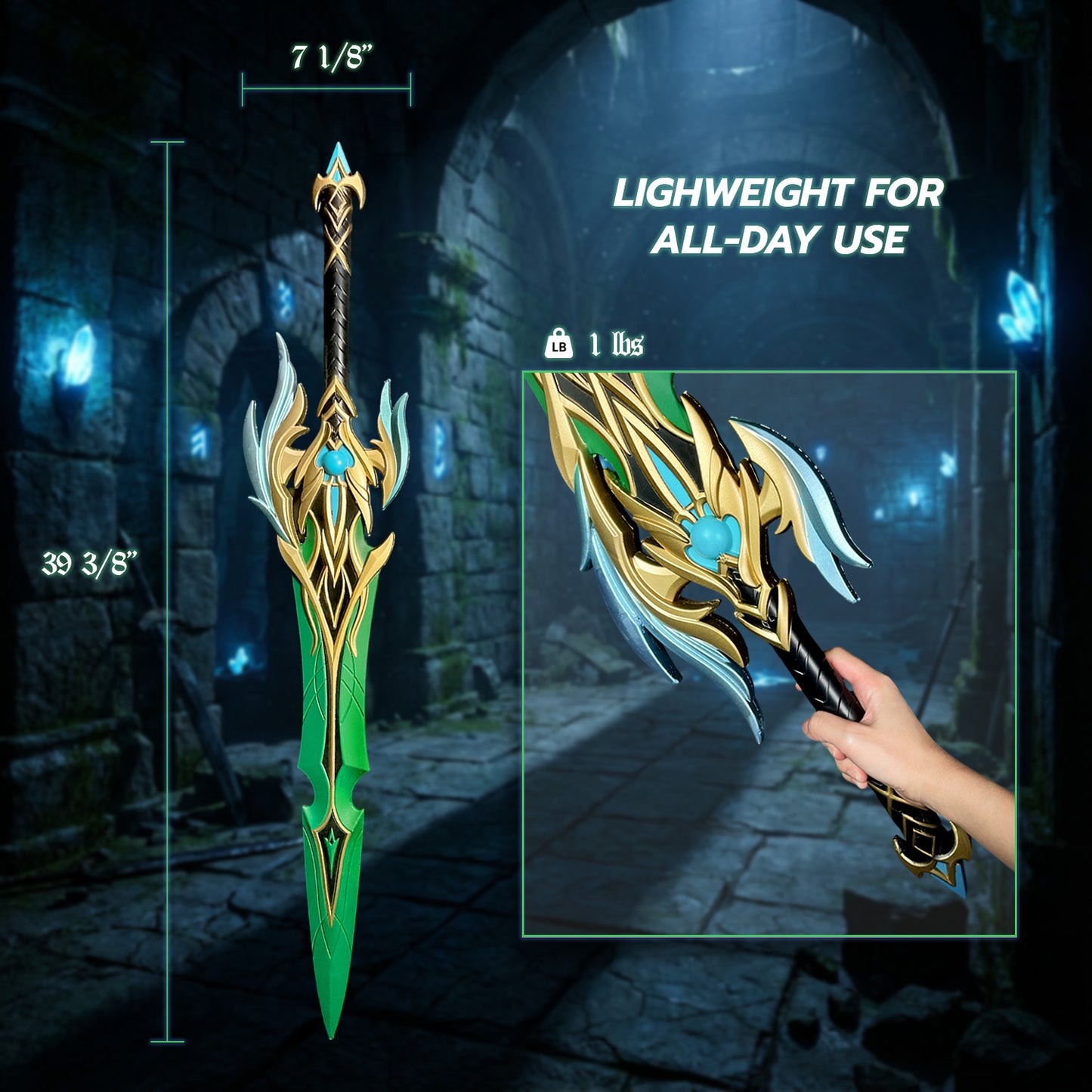 39.2.5" Fantasy Foam Power Sword (Green)
