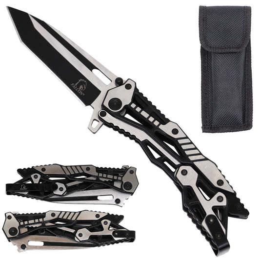 Falcon Black & Chrome Spring Assisted Pocket Knife