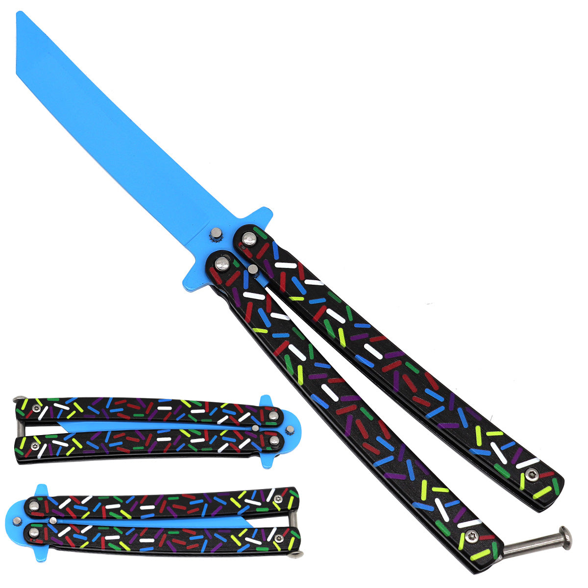 Donut‑Pattern Black Balisong Trainer