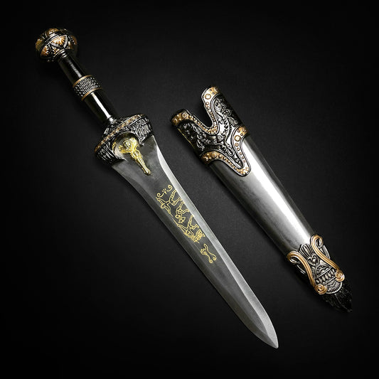14 1/4" Roman Dagger Blue Crystal