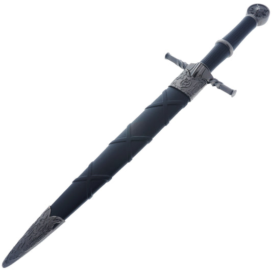 16" Black Wolf Head Medieval Dagger w/Plastic Scabbard