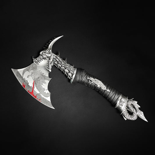 14" Stainless Steel Fire Dragon Axe with stand