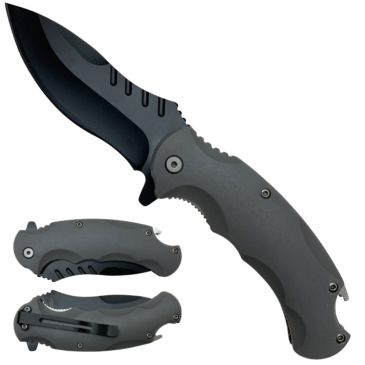 Spring Assisted Gray Pocket Knife