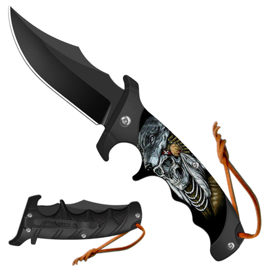 3.55" Skull Blade /ABS Material Handle / Assisted Knife