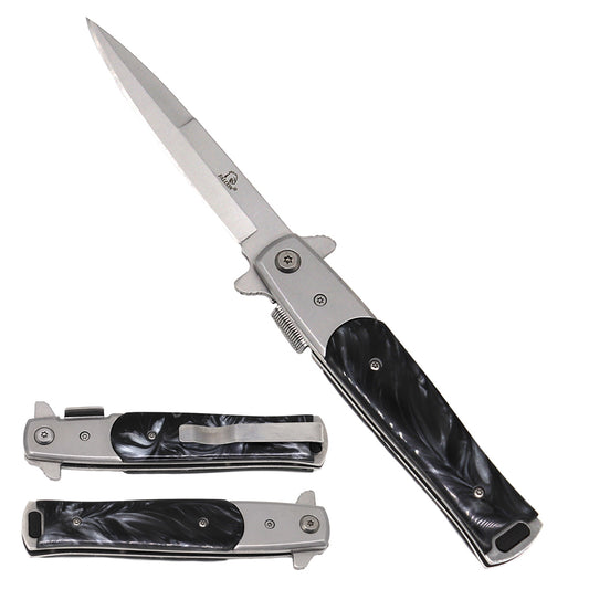 Wholesale Falcon Spring Assisted Pocket Knives - Black Marble Handle