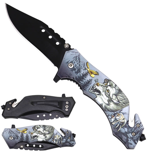 Hunter Wolf Spring Assisted Pocket Knife