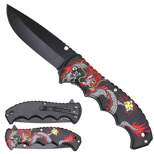 Wholesale Red & White Dragon Pocket Knives - Pacific Solution