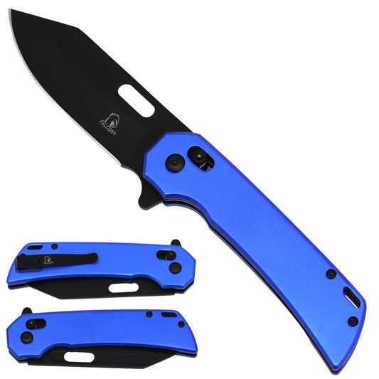 Falcon Blue Spring Assisted Pocket Knife with Lock Mechanism