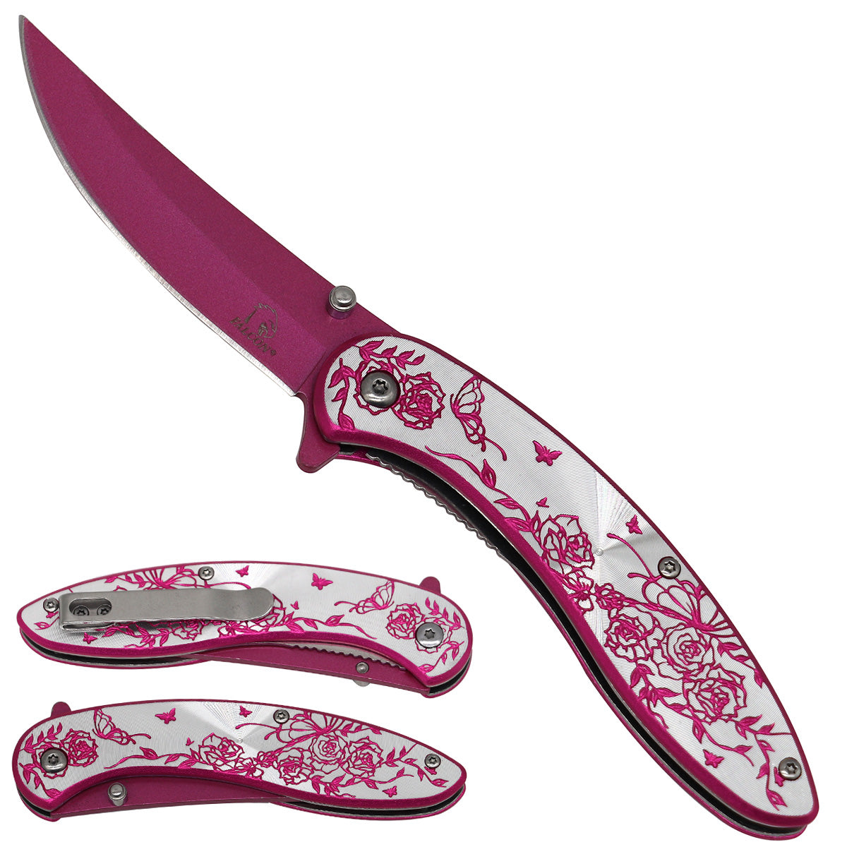 Falcon Pink Spring Assisted Pocket Knife - Butterfly Knife