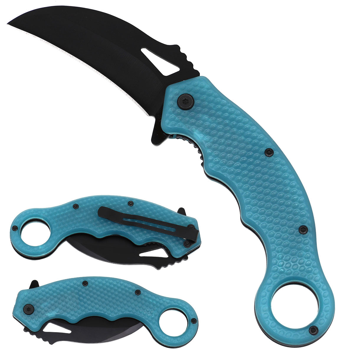 Blue Karambit Spring Assisted Pocket Knife