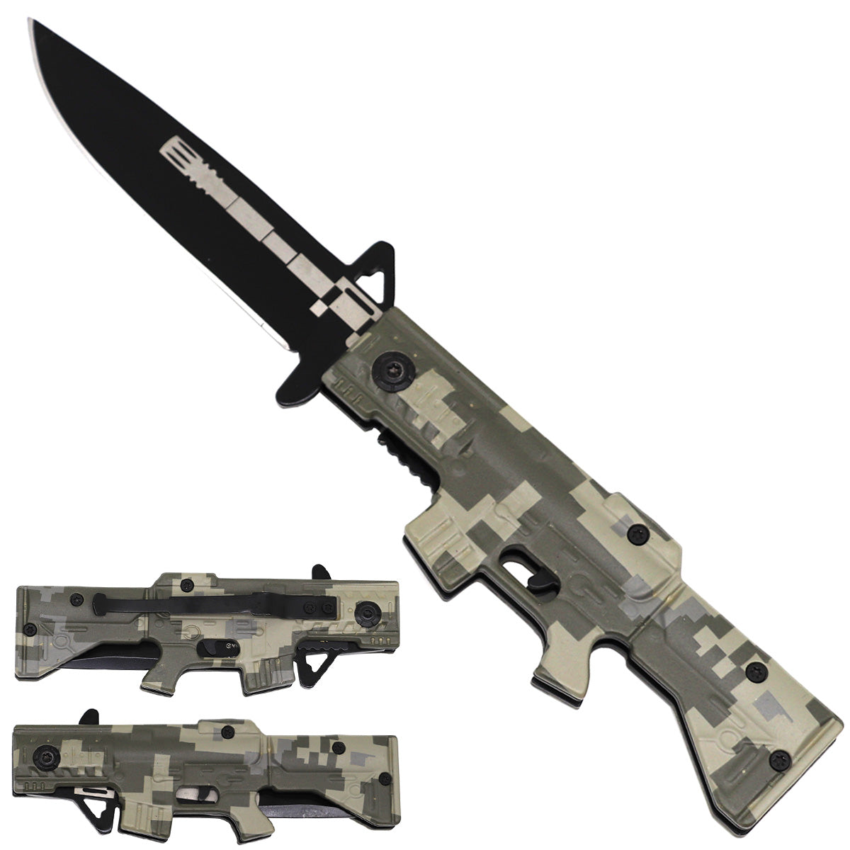 4" Black Gun Style Folding Knife