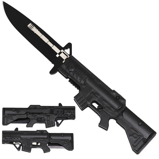 Black Gun Style Folding Knife