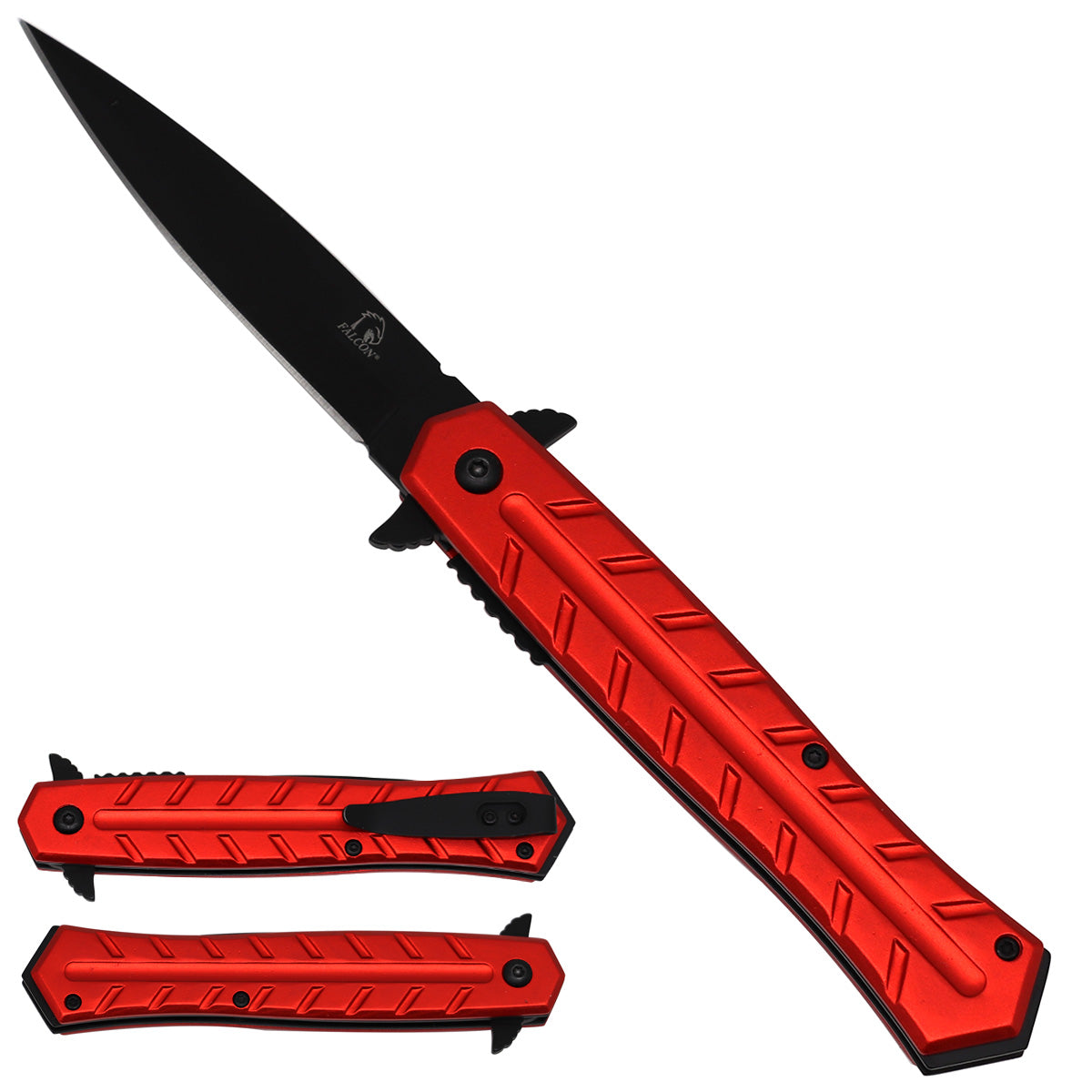 Falcon Red Spring Assisted Stiletto Pocket Knife