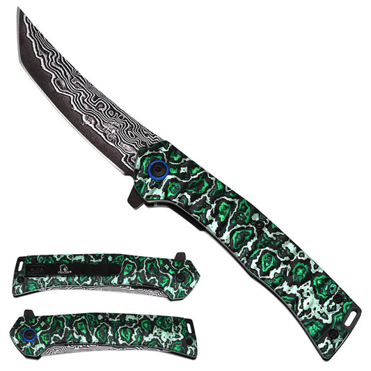 Falcon KS2420-6 spring-assisted folding knife with 3.5-inch blade and 4.75-inch aluminum handle