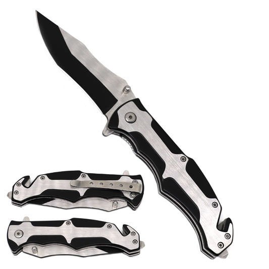 Silver & Black Spring Assisted Pocket Knife