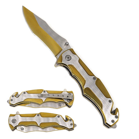 Silver & Gold Spring Assisted Pocket Knife