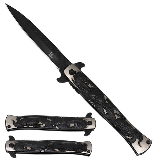 Falcon Dragon Engraved Pocket Knife