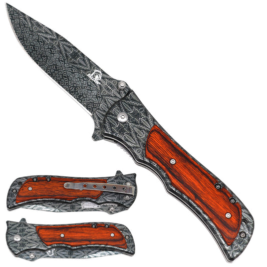 Falcon Knife- Mosaic Pattern Spring Assisted Knife