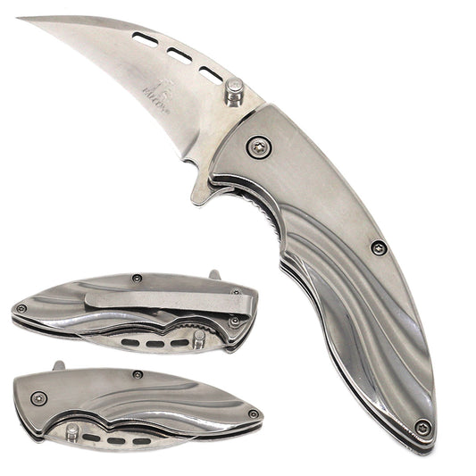 Falcon 8 7/8" Chrome Spring Assisted Karambit Knife