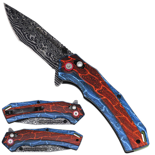 Falcon Red & Blue Axis Lock Pocket Knife