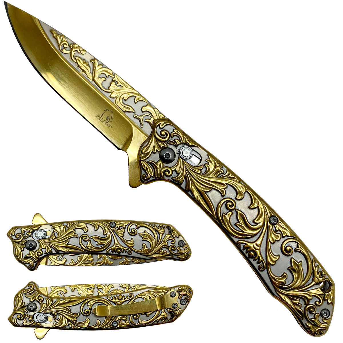 Falcon Gold Spring Assisted Lock Pocket Knife