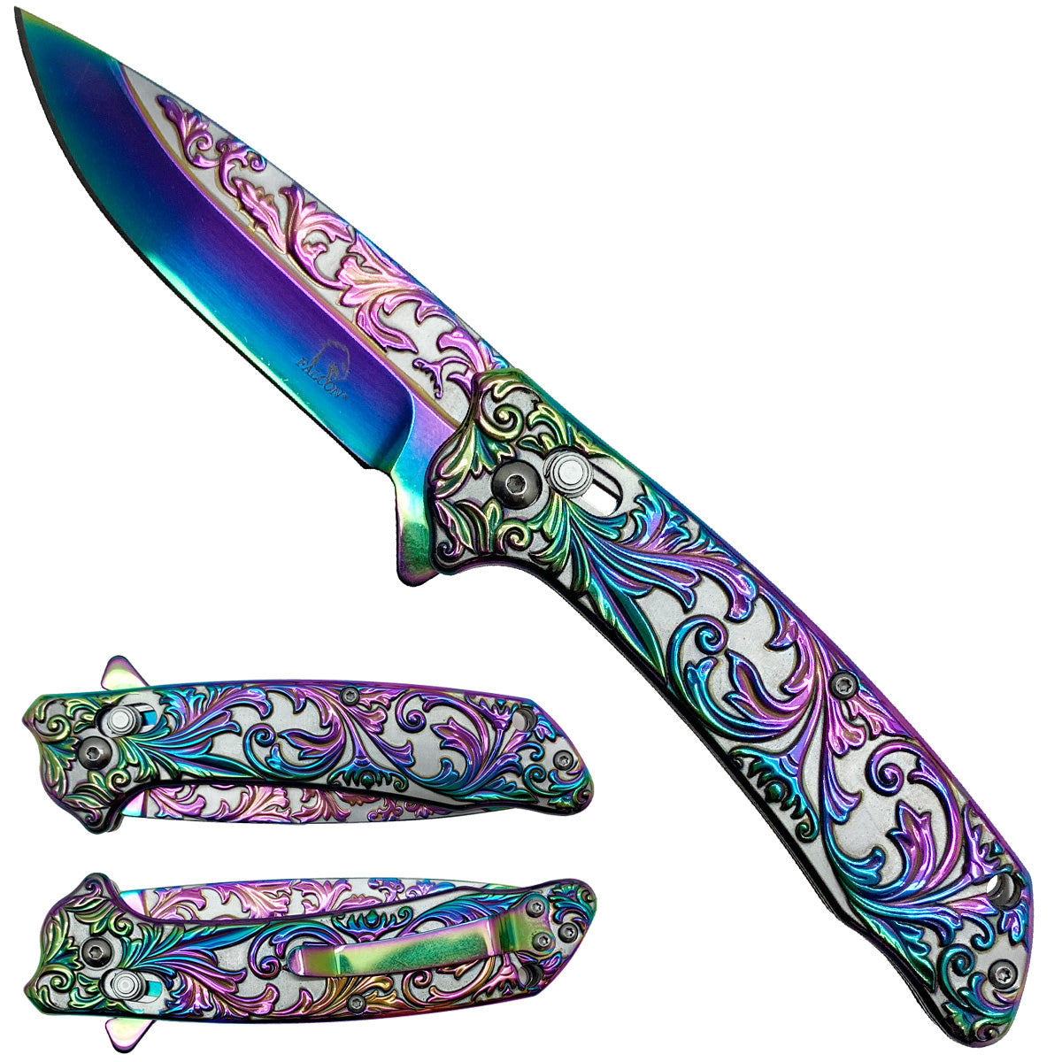 Falcon Rainbow Spring Assisted Lock Pocket Knife