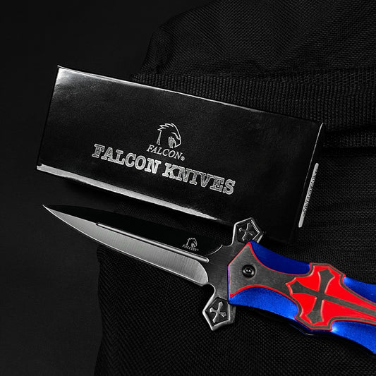 4" Black Blade / Blue Cross Handle / Assisted Knife
