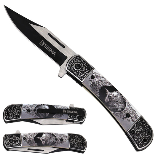 Sigma Ball Bearing Flipper Knife - Bear Design