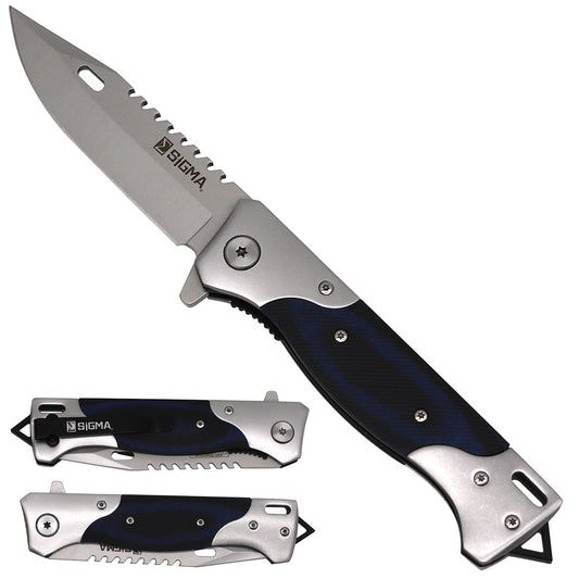 Sigma Blue Ball Bearing Pocket Knife - Micarta Handle