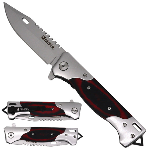 Sigma Red Ball Bearing Pocket Knife - Micarta Handle