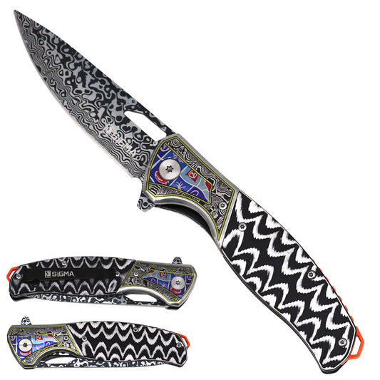 Sigma Ball-Bearing Flipper Knife with Micarta Handle – KSB413DMBM